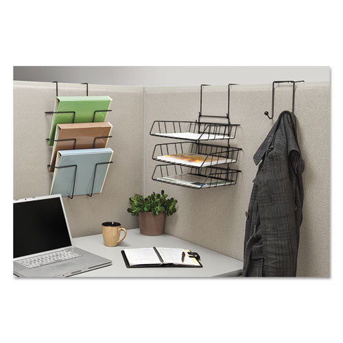 Image of Fellowes® Partition Additions Wire Double-Garment Hook, 4 x 5.13 x 6, Over-the Panel Mount,  Black