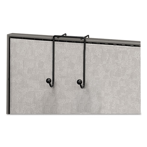 Image of Fellowes® Partition Additions Wire Double-Garment Hook, 4 x 5.13 x 6, Over-the Panel Mount,  Black