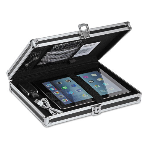 Image of Vaultz® Locking Storage Clipboard, 0.38" Clip Capacity, Holds 8.5 x 11 Sheets, Black/Chrome