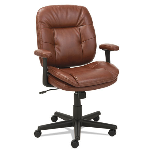 Image of OIF Swivel/tilt Bonded Leather Task Chair, Supports 250 Lb, 16.93" To 20.67" Seat Height, Chestnut Brown Seat/back, Black Base