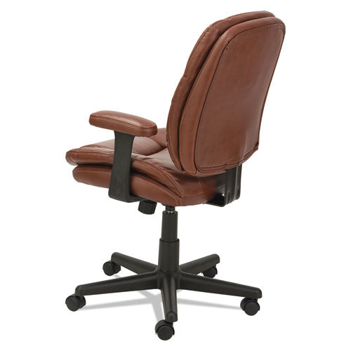 Image of OIF Swivel/tilt Bonded Leather Task Chair, Supports 250 Lb, 16.93" To 20.67" Seat Height, Chestnut Brown Seat/back, Black Base
