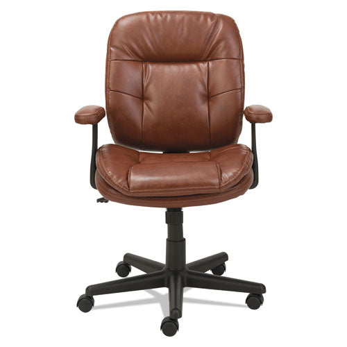Image of OIF Swivel/tilt Bonded Leather Task Chair, Supports 250 Lb, 16.93" To 20.67" Seat Height, Chestnut Brown Seat/back, Black Base