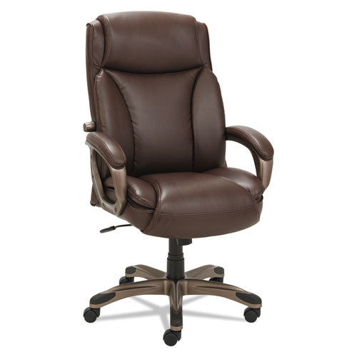 Image of Alera® Alera Veon Series Executive High-Back Bonded Leather Chair, Supports Up To 275 Lb, Brown Seat/back, Bronze Base