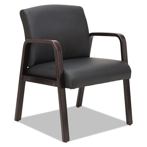 Image of Alera® Alera Reception Lounge WL Series Guest Chair, 24.21" x 24.8" x 32.67", Black Seat, Black Back, Espresso Base