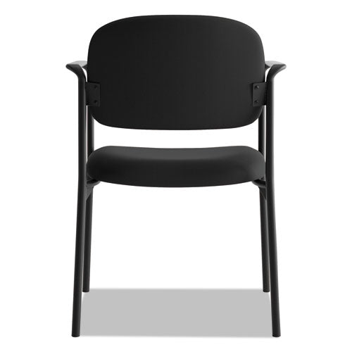 Image of HON® VL616 Stacking Guest Chair with Arms, Fabric Upholstery, 23.25" x 21" x 32.75", Black Seat, Black Back, Black Base