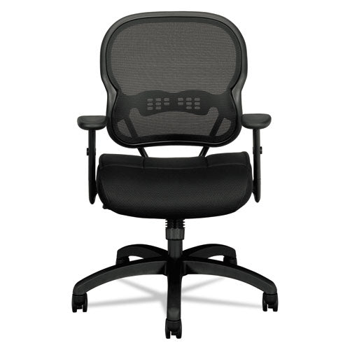 Image of HON® Wave Mesh Mid-Back Task Chair, Supports Up To 250 Lb, 18" To 22.25" Seat Height, Black