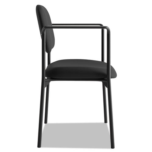 Image of HON® VL616 Stacking Guest Chair with Arms, Fabric Upholstery, 23.25" x 21" x 32.75", Black Seat, Black Back, Black Base
