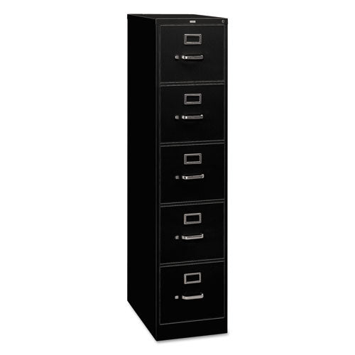 Image of HON® 310 Series Vertical File, 5 Legal-Size File Drawers, Black, 18.25" X 26.5" X 60"