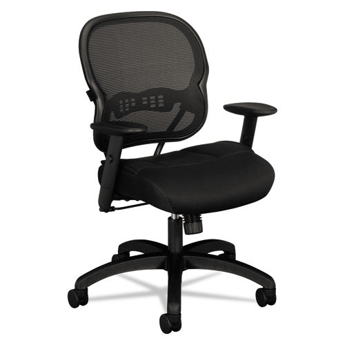 Image of HON® Wave Mesh Mid-Back Task Chair, Supports Up To 250 Lb, 18" To 22.25" Seat Height, Black