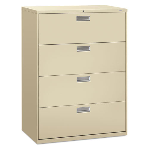Image of HON® Brigade 600 Series Lateral File, 4 Legal/letter-Size File Drawers, Putty, 42" X 18" X 52.5"