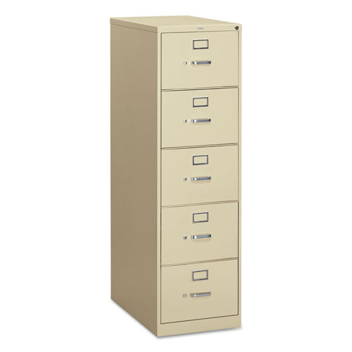 Image of HON® 310 Series Vertical File, 5 Legal-Size File Drawers, Putty, 18.25" X 26.5" X 60"