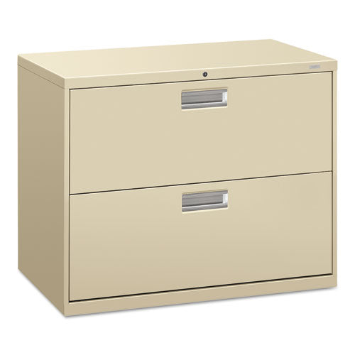 Image of HON® Brigade 600 Series Lateral File, 2 Legal/letter-Size File Drawers, Putty, 36" X 18" X 28"