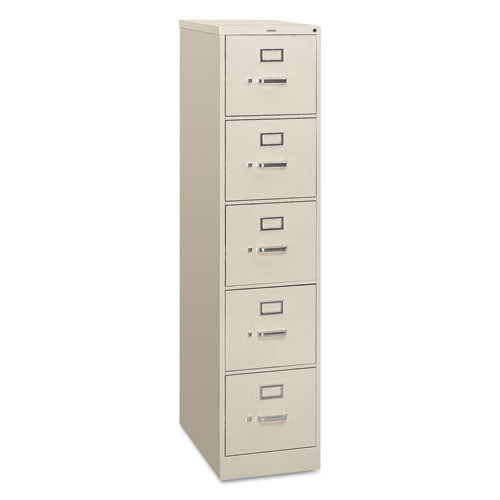 Image of HON® 310 Series Vertical File, 5 Letter-Size File Drawers, Light Gray, 15" X 26.5" X 60"