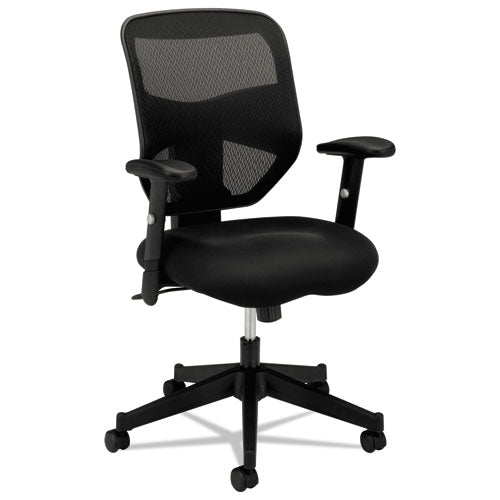 Image of HON® Vl531 Mesh High-Back Task Chair With Adjustable Arms, Supports Up To 250 Lb, 18" To 22" Seat Height, Black