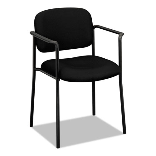 Image of HON® VL616 Stacking Guest Chair with Arms, Fabric Upholstery, 23.25" x 21" x 32.75", Black Seat, Black Back, Black Base