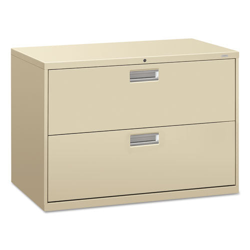 Image of HON® Brigade 600 Series Lateral File, 2 Legal/letter-Size File Drawers, Putty, 42" X 18" X 28"