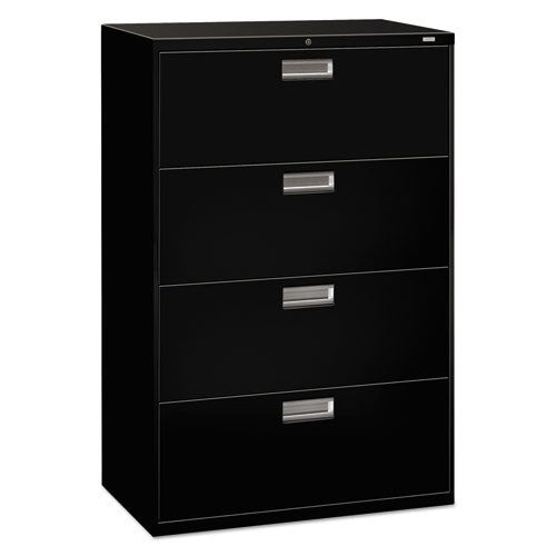 Image of HON® Brigade 600 Series Lateral File, 4 Legal/letter-Size File Drawers, Black, 36" X 18" X 52.5"