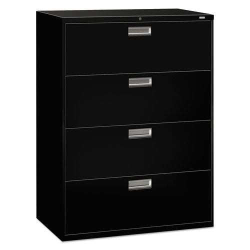 Image of HON® Brigade 600 Series Lateral File, 4 Legal/letter-Size File Drawers, Black, 42" X 18" X 52.5"