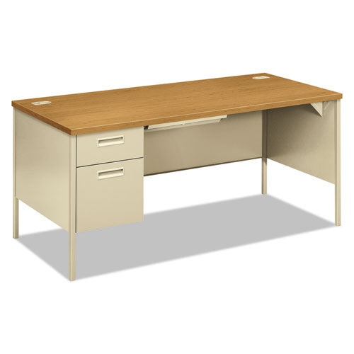 Image of HON® Metro Classic Series Left Pedestal "l" Workstation Desk, 66" X 30" X 29.5", Harvest/putty