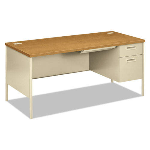 Image of HON® Metro Classic Series Right Pedestal "l" Workstation Desk, 66" X 30" X 29.5", Harvest/putty