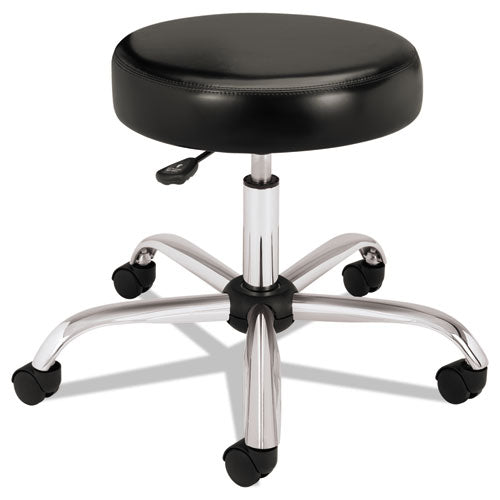 Image of HON® Adjustable Task/lab Stool, Backless, Supports Up To 250 Lb, 17.25" To 22" Seat Height, Black Seat, Steel Base