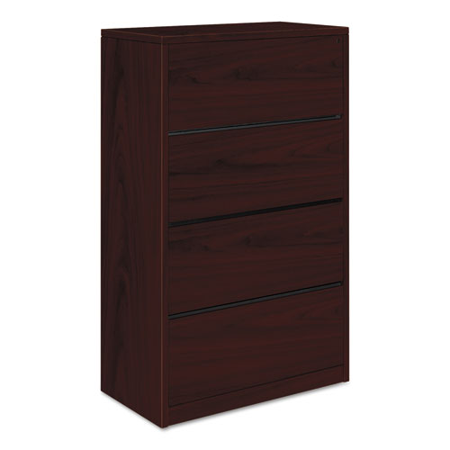 Image of HON® 10500 Series Lateral File, 4 Legal/letter-Size File Drawers, Mahogany, 36" X 20" X 59.13"