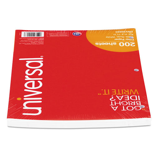 Image of Universal® Filler Paper, 3-Hole, 8.5 X 11, Wide/legal Rule, 200/pack