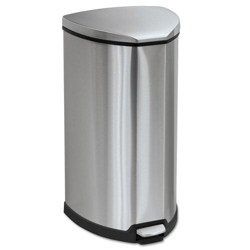 Image of Safco® Step-On Receptacle, 10 gal, Stainless Steel, Chrome/Black