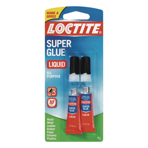 Image of Loctite® Super Glue Liquid Tubes, 0.07 Oz, Dries Clear, 2/pack