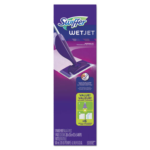 Image of Swiffer® Wetjet Mop, 11 X 5 White Cloth Head, 46" Purple/silver Aluminum/plastic Handle, 2/carton