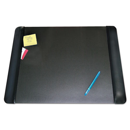 Image of Artistic® Executive Desk Pad With Antimicrobial Protection, Leather-Like Side Panels, 24 X 19, Black