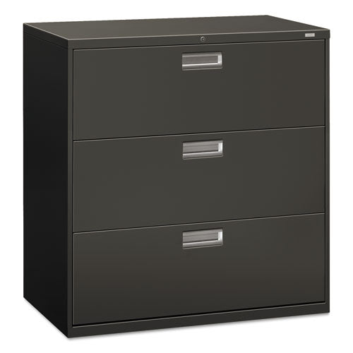 Image of HON® Brigade 600 Series Lateral File, 3 Legal/letter-Size File Drawers, Charcoal, 42" X 18" X 39.13"