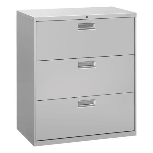 Image of HON® Brigade 600 Series Lateral File, 3 Legal/letter-Size File Drawers, Light Gray, 36" X 18" X 39.13"