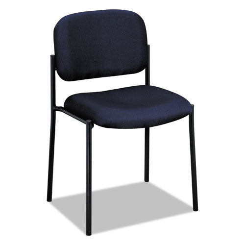 Image of HON® VL606 Stacking Guest Chair without Arms, Fabric Upholstery, 21.25" x 21" x 32.75", Navy Seat, Navy Back, Black Base