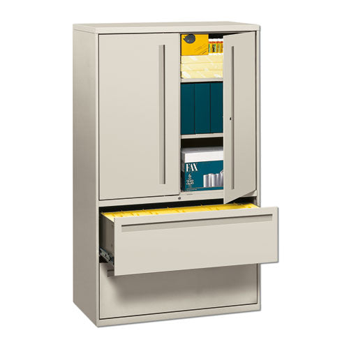 Image of HON® Brigade 700 Series Lateral File, Three-Shelf Enclosed Storage, 2 Legal/letter-Size File Drawers, Gray, 42" X 18" X 64.25"