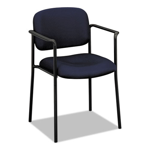 Image of HON® VL616 Stacking Guest Chair with Arms, Fabric Upholstery, 23.25" x 21" x 32.75", Navy Seat, Navy Back, Black Base