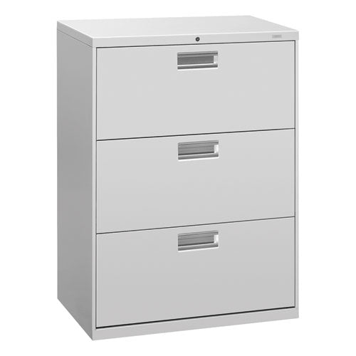 Image of HON® Brigade 600 Series Lateral File, 3 Legal/letter-Size File Drawers, Light Gray, 30" X 18" X 39.13"
