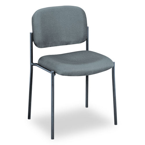 Image of HON® VL606 Stacking Guest Chair without Arms, Fabric Upholstery, 21.25" x 21" x 32.75", Charcoal Seat, Charcoal Back, Black Base