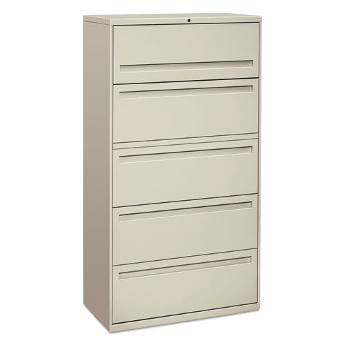 Image of HON® Brigade 700 Series Lateral File, 4 Legal/letter-Size File Drawers, 1 File Shelf, 1 Post Shelf, Light Gray, 36" X 18" X 64.25"