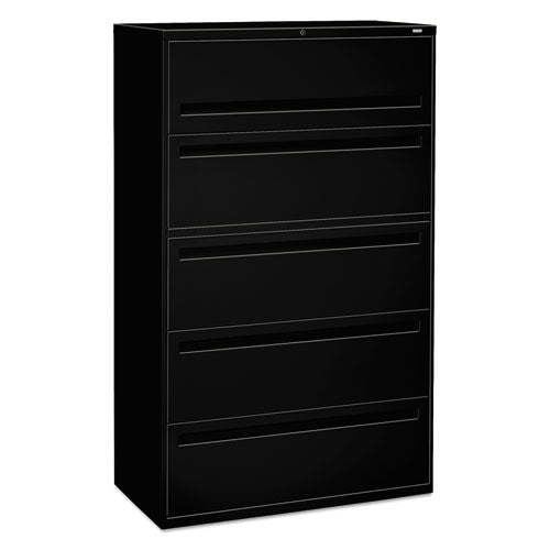 Image of HON® Brigade 700 Series Lateral File, 4 Legal/letter-Size File Drawers, 1 File Shelf, 1 Post Shelf, Black, 42" X 18" X 64.25"