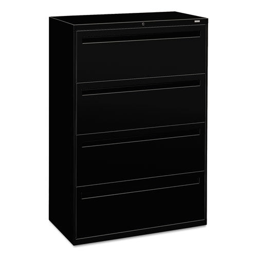 Image of HON® Brigade 700 Series Lateral File, 4 Legal/letter-Size File Drawers, Black, 36" X 18" X 52.5"