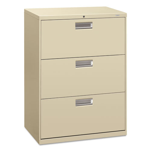 Image of HON® Brigade 600 Series Lateral File, 3 Legal/letter-Size File Drawers, Putty, 30" X 18" X 39.13"