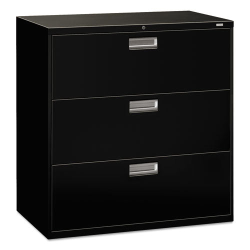 Image of HON® Brigade 600 Series Lateral File, 3 Legal/letter-Size File Drawers, Black, 42" X 18" X 39.13"