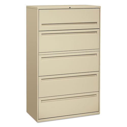 Image of HON® Brigade 700 Series Lateral File, 4 Legal/letter-Size File Drawers, 1 File Shelf, 1 Post Shelf, Putty, 42" X 18" X 64.25"