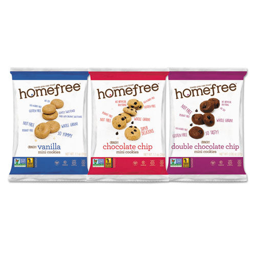 Image of Homefree® Gluten Free Mini Cookies Variety Pack, 1.1 Oz/0.95 Oz/1.1 Oz Packs, 30/carton