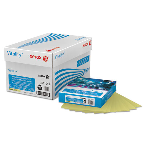 Image of xerox Multipurpose Pastel Colored Paper, 20 lb Bond Weight, 8.5 x 11, Yellow, 500/Ream