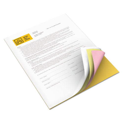 Image of xerox Vitality Multipurpose Carbonless 4-Part Paper, 8.5 x 11, Goldenrod/Pink/Canary/White, 5,000/Carton