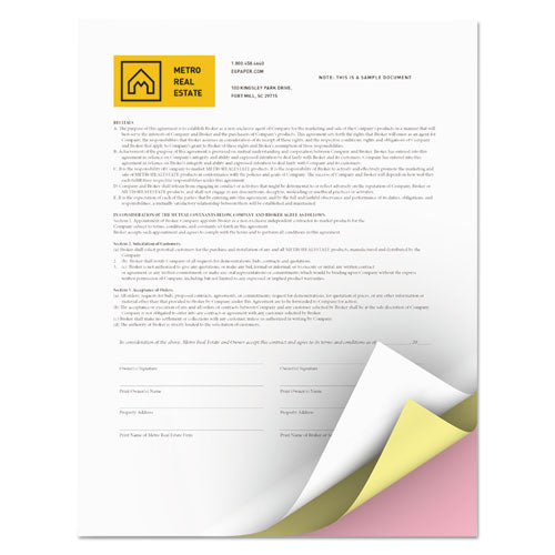 Image of xerox Revolution Carbonless 3-Part Paper, 8.5 x 11, Pink/Canary/White, 5,010/Carton