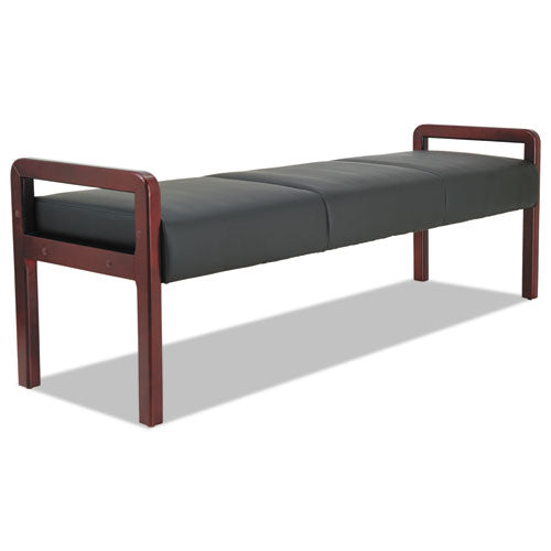 Image of Alera® Alera Reception Lounge WL Series Three-Seat Bench, 65.75" x 22.25" x 22.88", Black Seat, Mahogany Base
