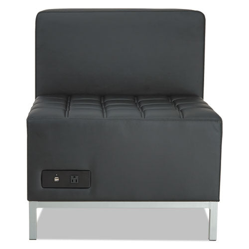 Image of Alera® Alera QUB Series Armless L Sectional, Charging Station Center Seat, AC Outlet, (2) USB Ports, 26.38" x 26.38" x 30.5", Black